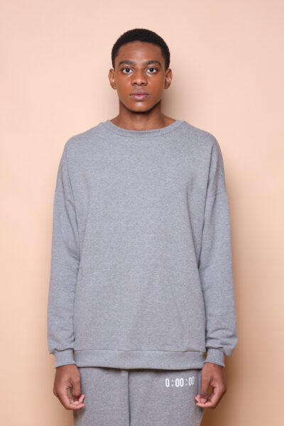 Blusão oversize de malha cinza