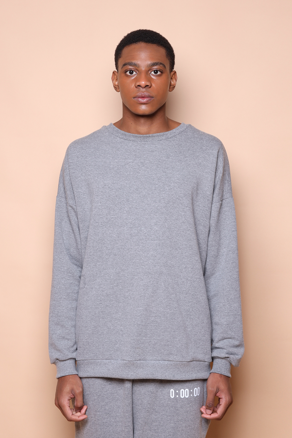 Blusão oversize de malha cinza