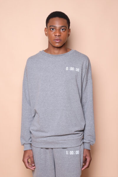 Blusão oversize cinza estampado Cronômetro