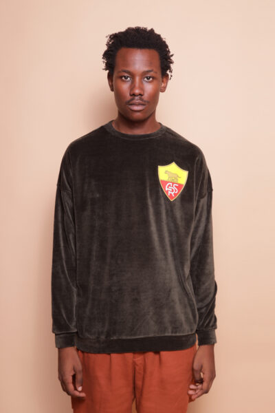 Blusão oversize plush verde estampado Roma DTF