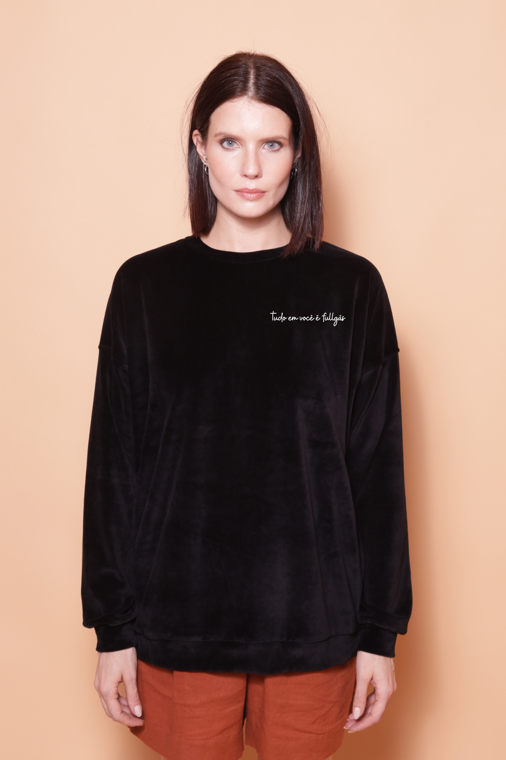 Blusão oversize plush preto Fullgás