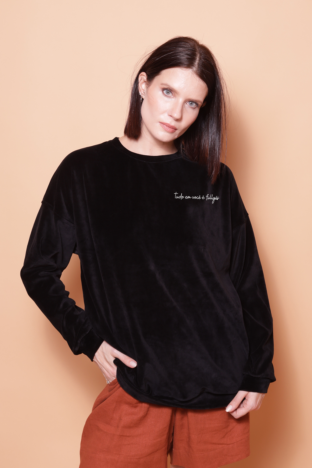 Blusão oversize plush preto Fullgás