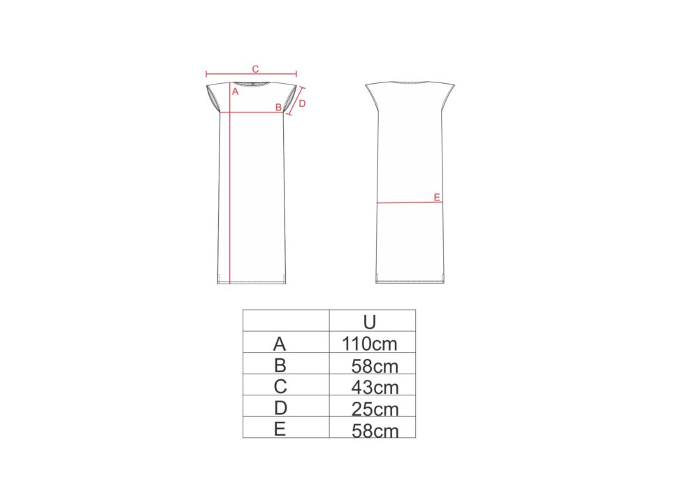 Tabela de medidas para o vestido midi ombreira AMP