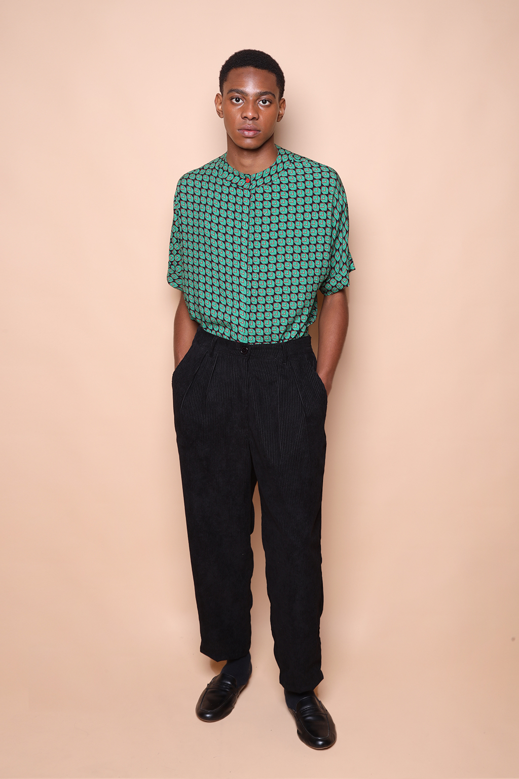 Vestido camisa estampado Cubos Verdes