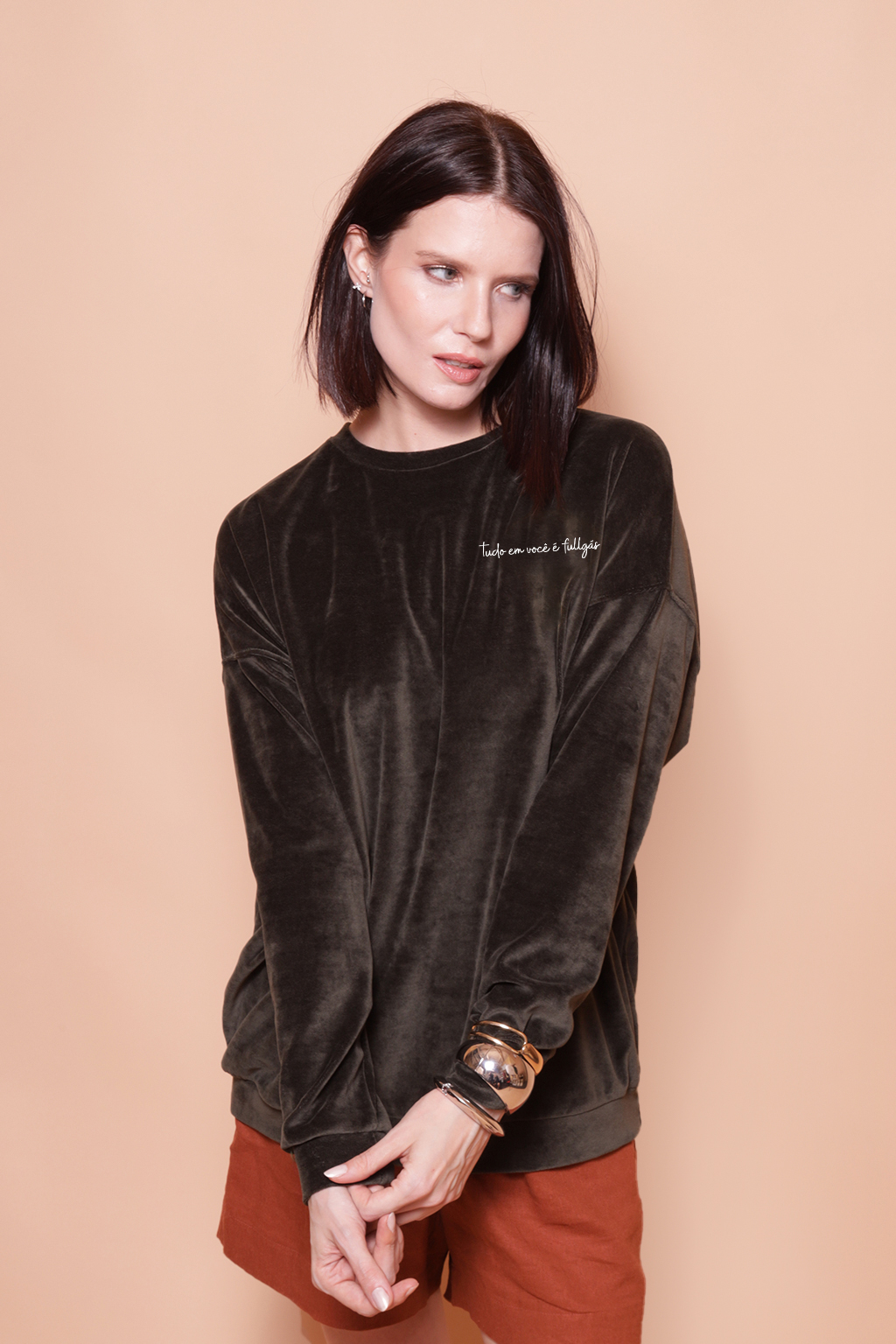 Blusão oversize plush verde Fullgás