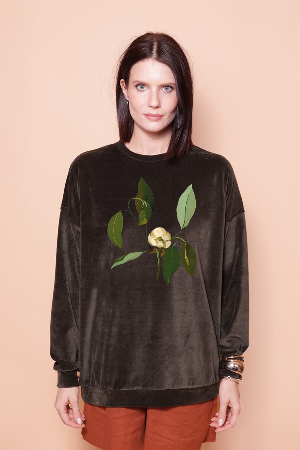 Blusão oversize plush verde Magnólia