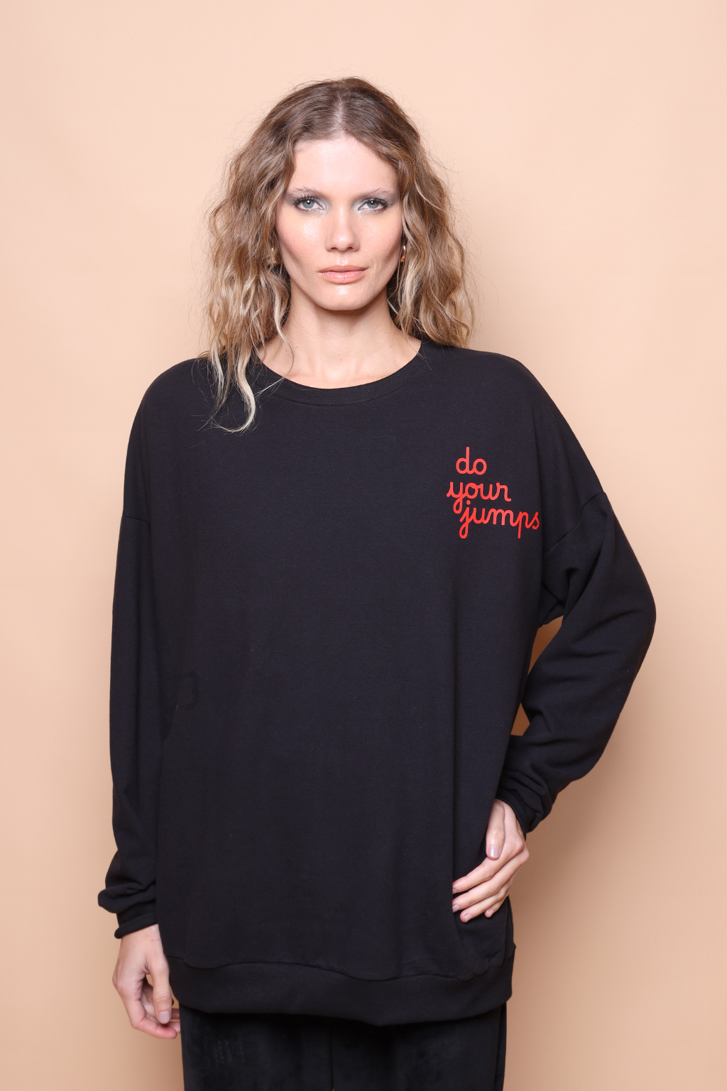 Blusão preto estampado Do your jumps