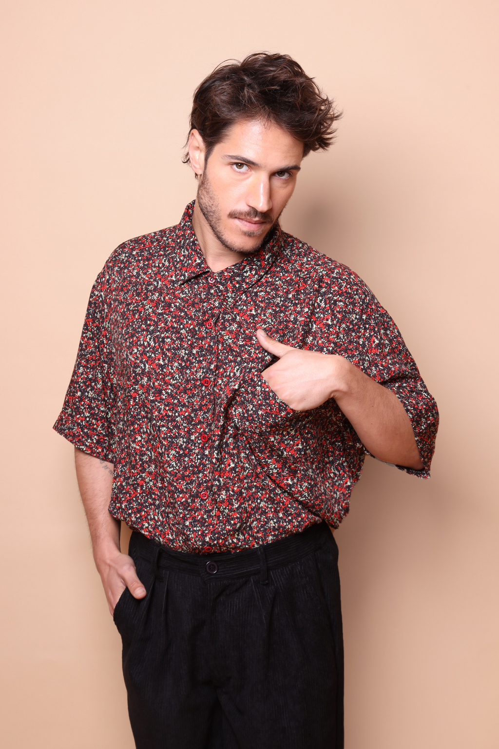 Camisa ampla estampada Células