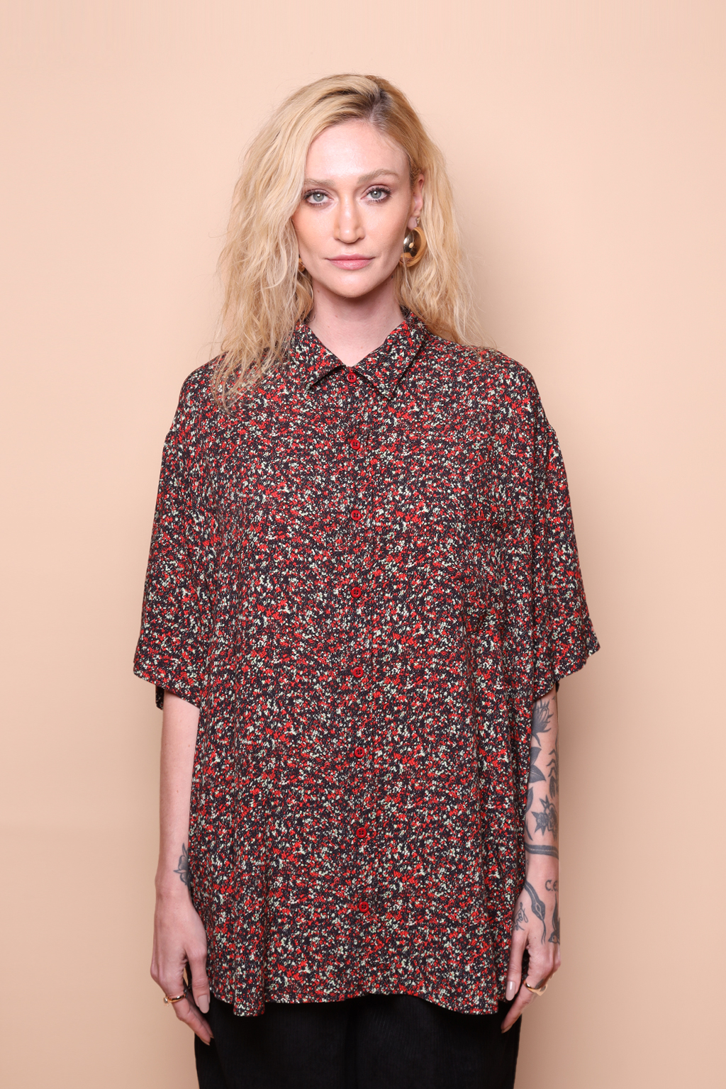 Camisa ampla estampada Células