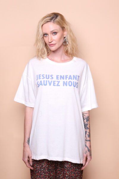 Camiseta oversize estampada Jesus Enfant
