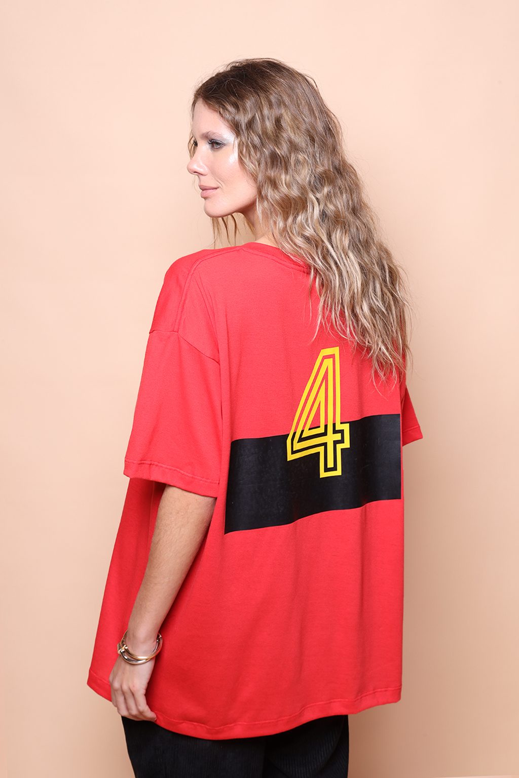 Camiseta oversize vermelha estampada Blau Gelb