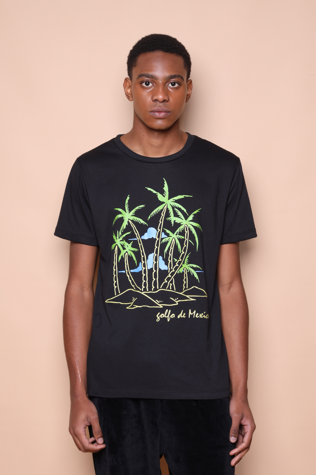 Camiseta preta estampada Golfo do México