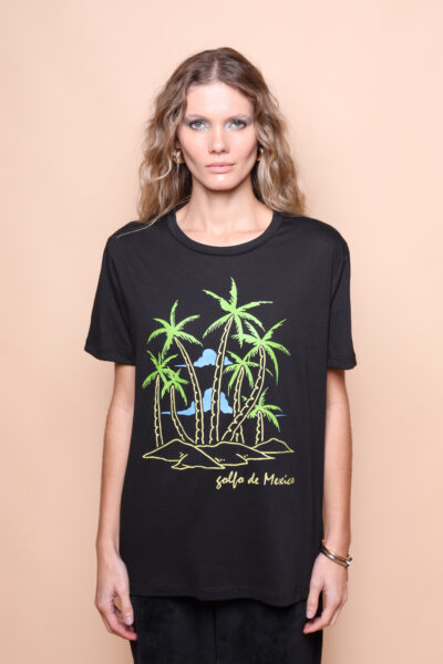 Camiseta preta estampada Golfo do México