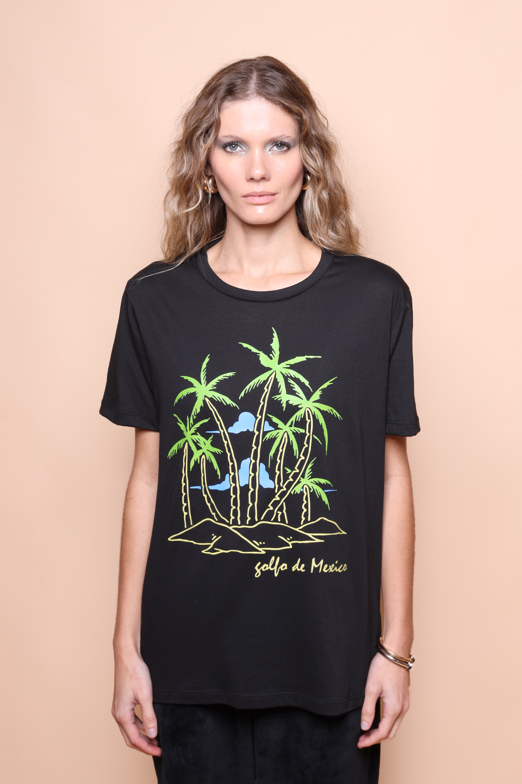 Camiseta preta estampada Golfo do México