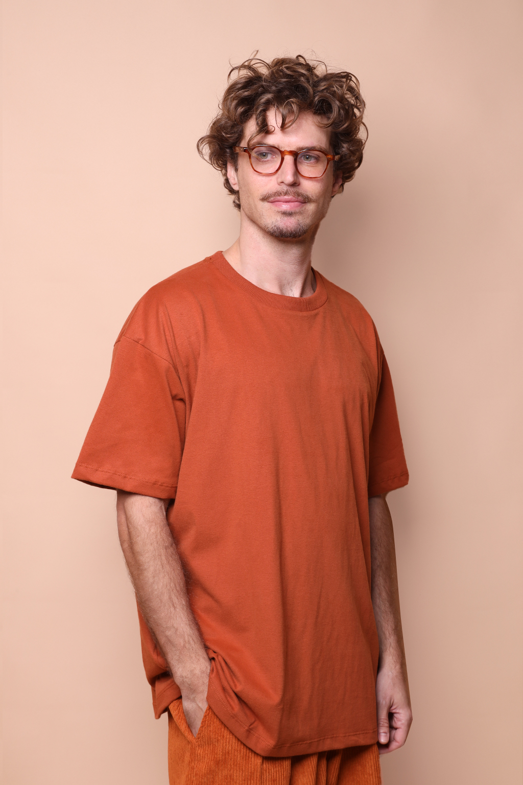 Camiseta oversize algodão tijolo