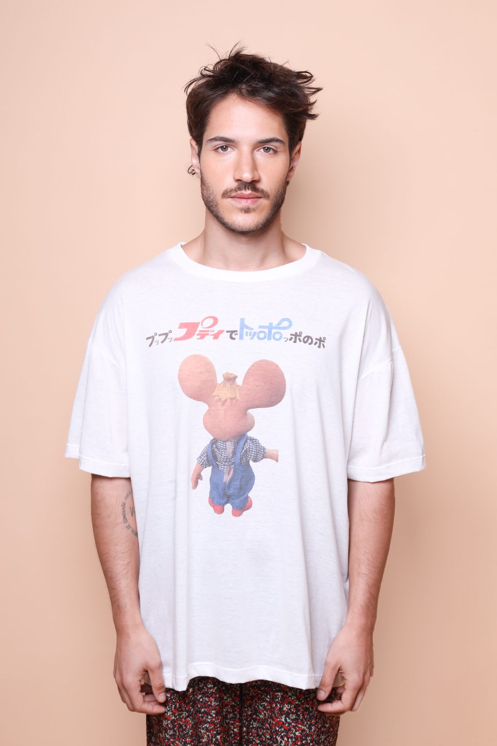 Camiseta oversize estampada Topo Gigio