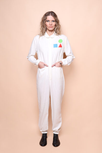 Macacão acinturado linho off-white Formas