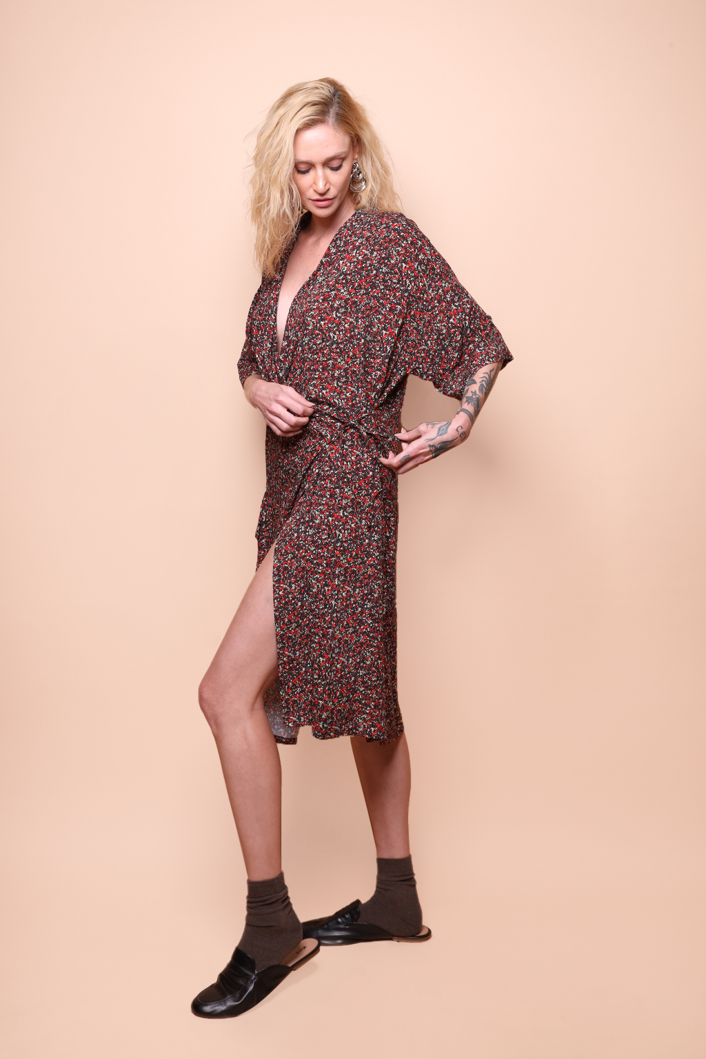 Vestido kimono estampado Células