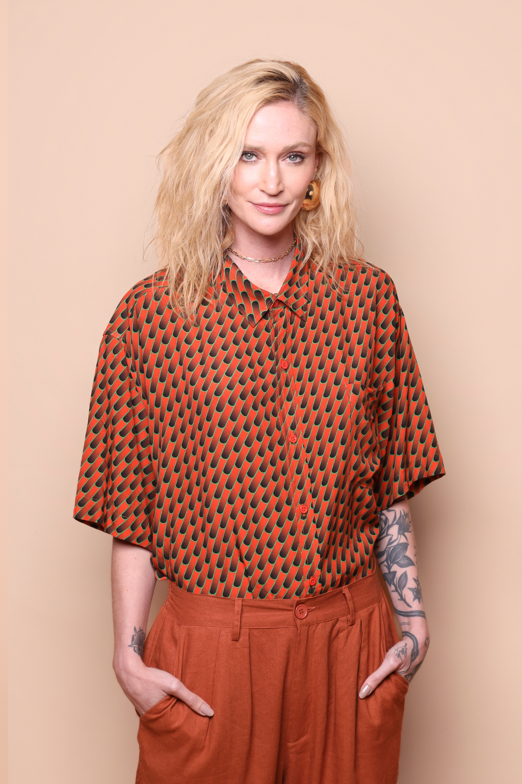 Camisa ampla estampada Trançado