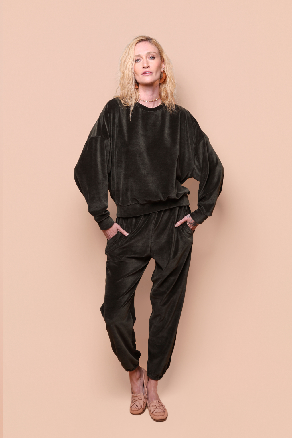 Blusão curto plush verde