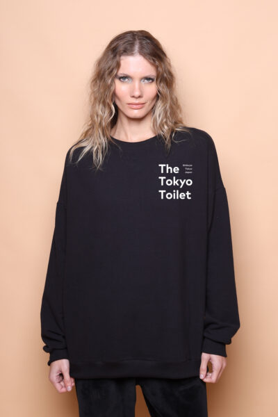 Blusão oversize preto estampado Tokyo Toilet