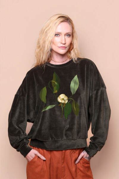 Blusão curto plush verde Magnólia