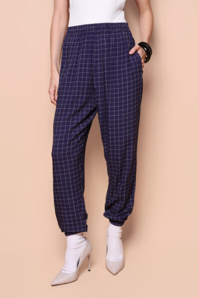 Calça jogger estampada Grade marinho