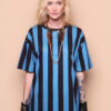 Camiseta oversize algodão listrada azul