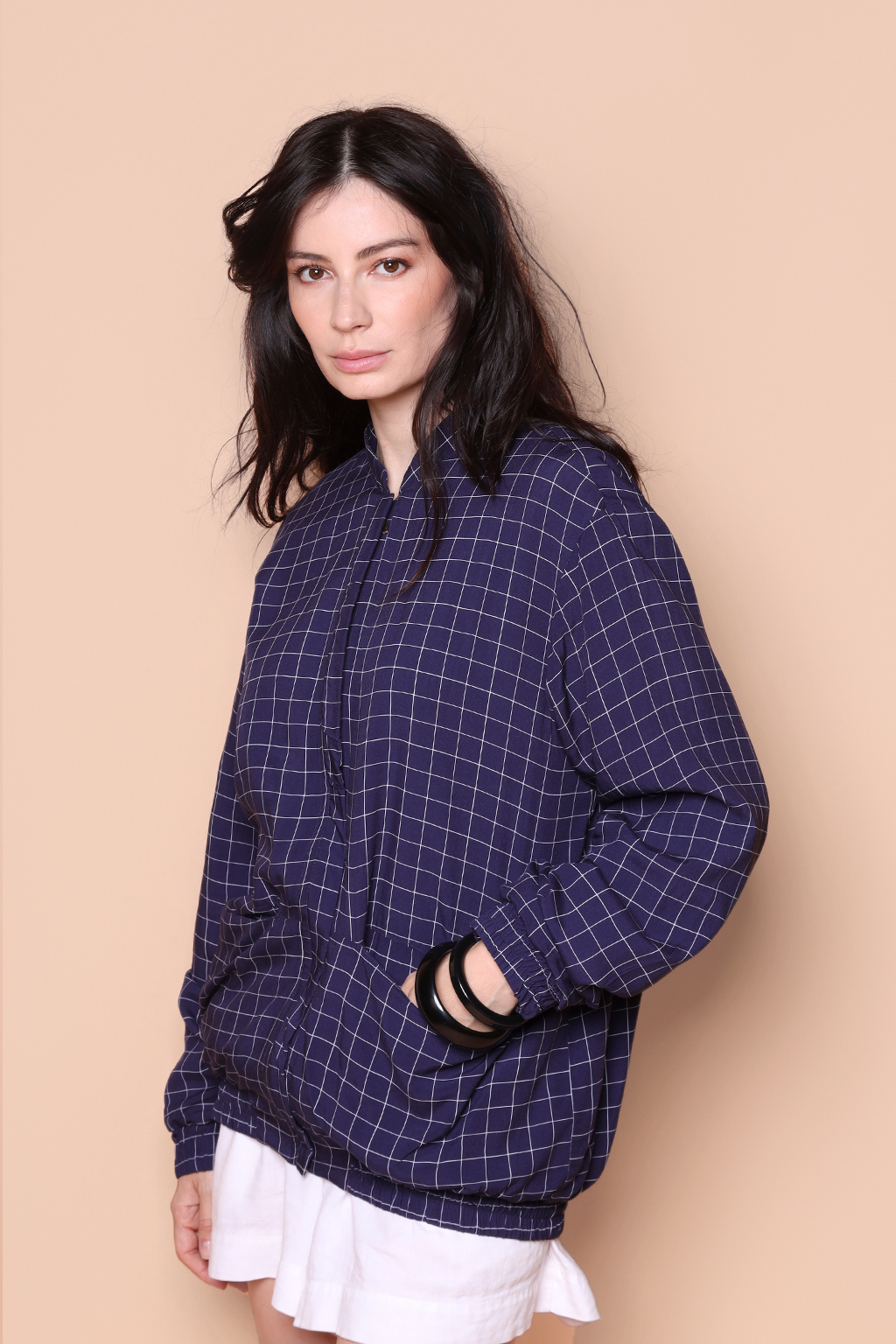 Jaqueta estampada Grade marinho