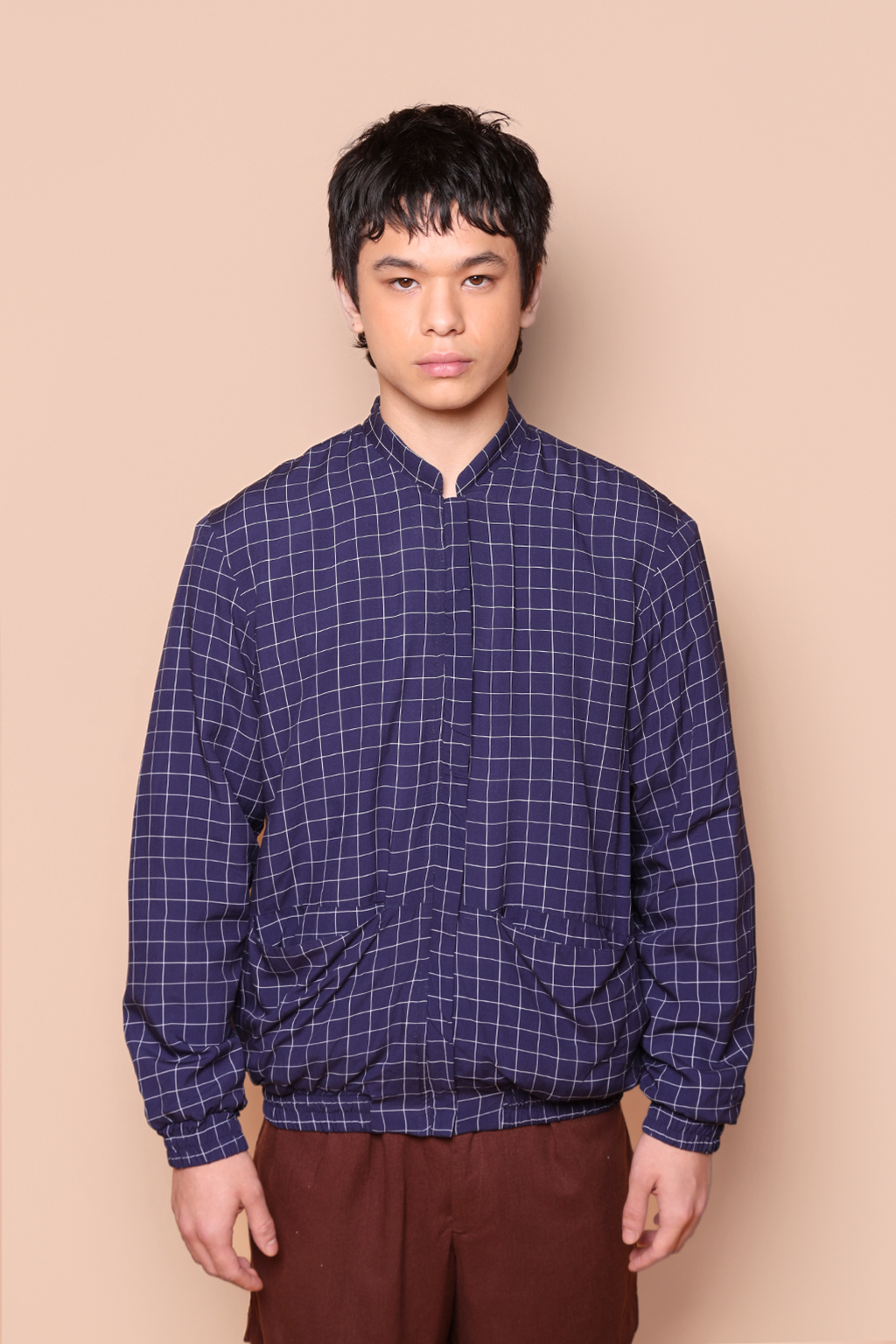 Jaqueta estampada Grade marinho