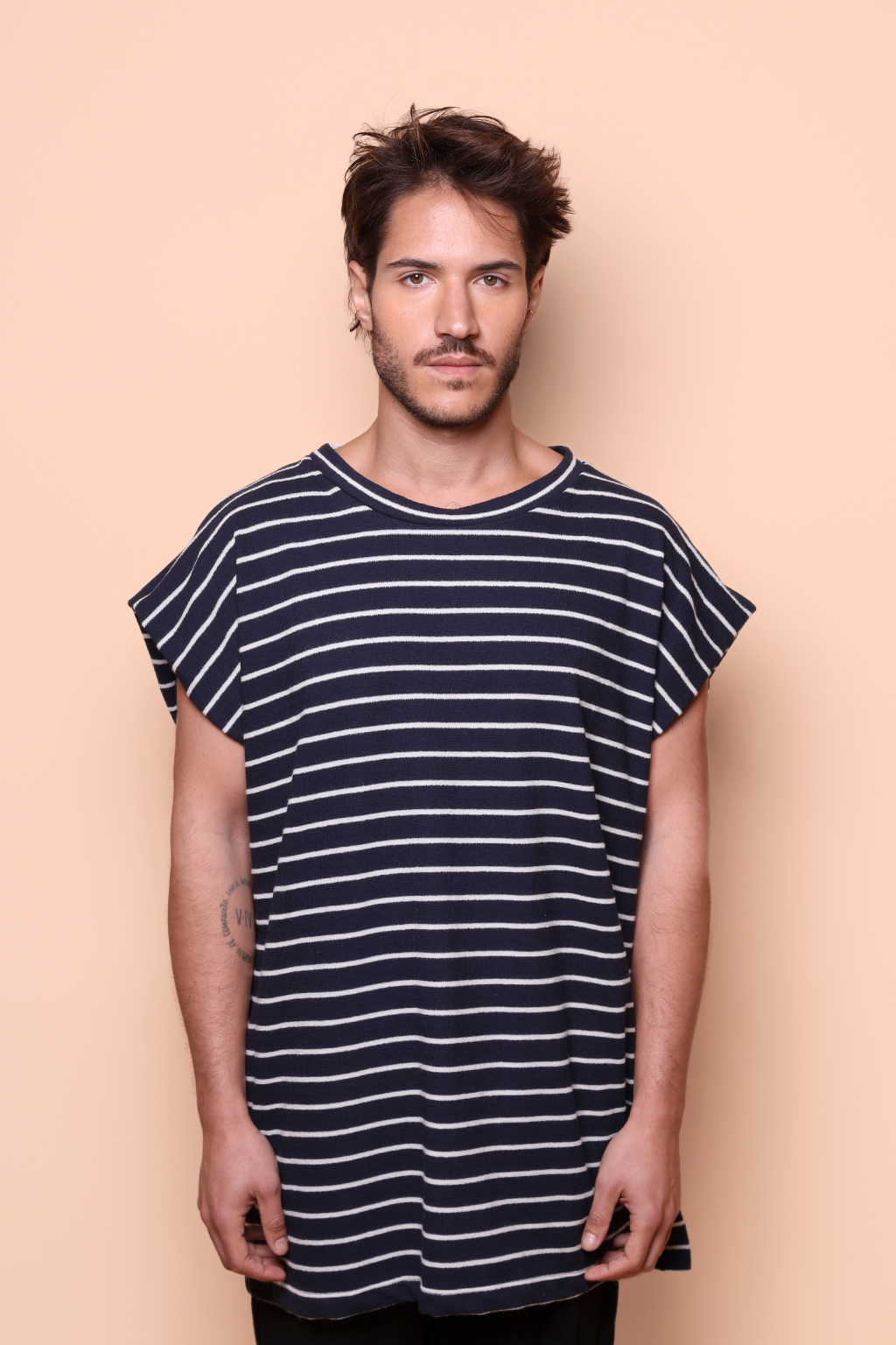 Regata moletinho listrado azul