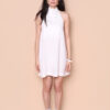 Vestido decote costas linho off-white