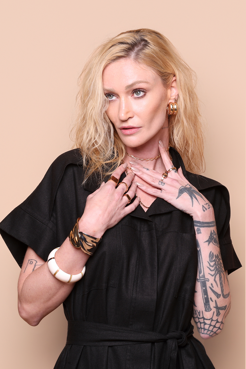 Vestido sobretudo linho preto