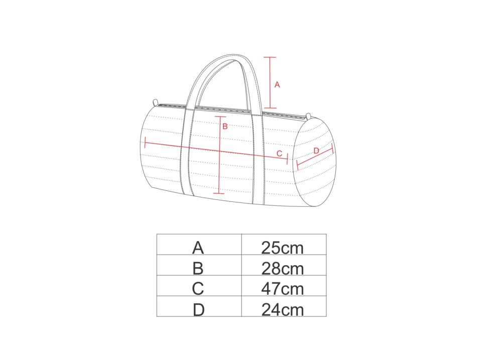 Tabela de medidas para a bolsa academia AMP