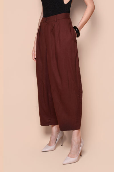 Calça ampla linho marrom