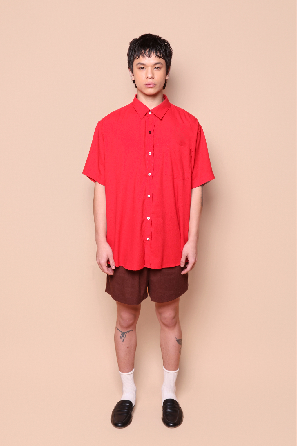 Camisa ampla linho vermelho