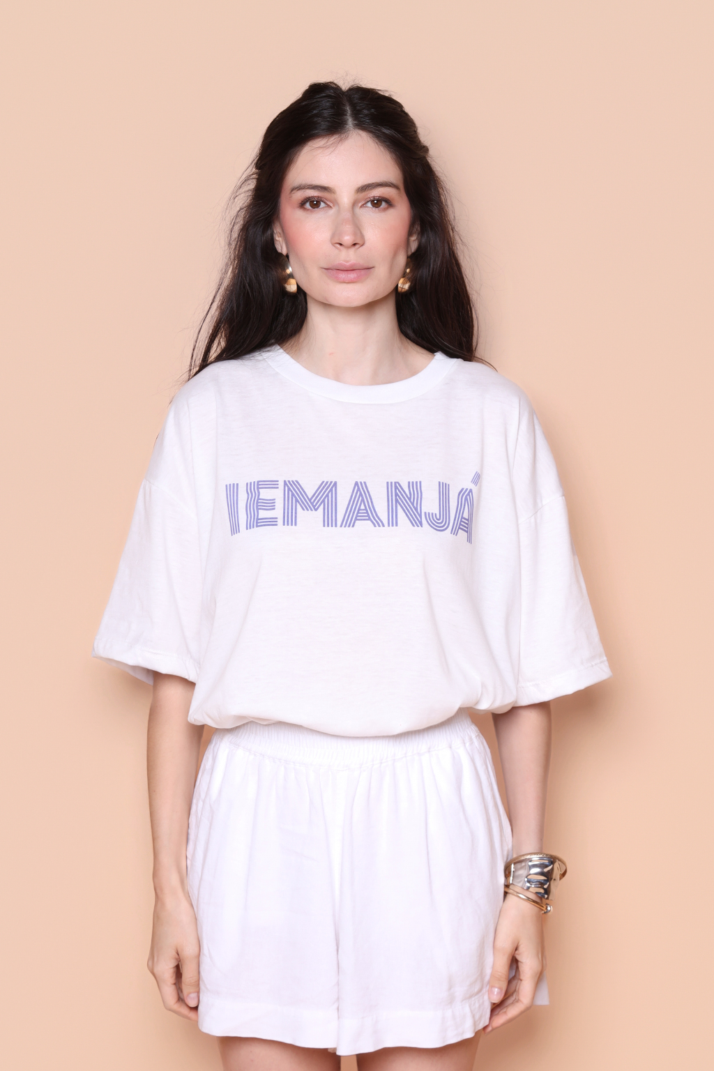 Camiseta oversize estampada Iemanjá
