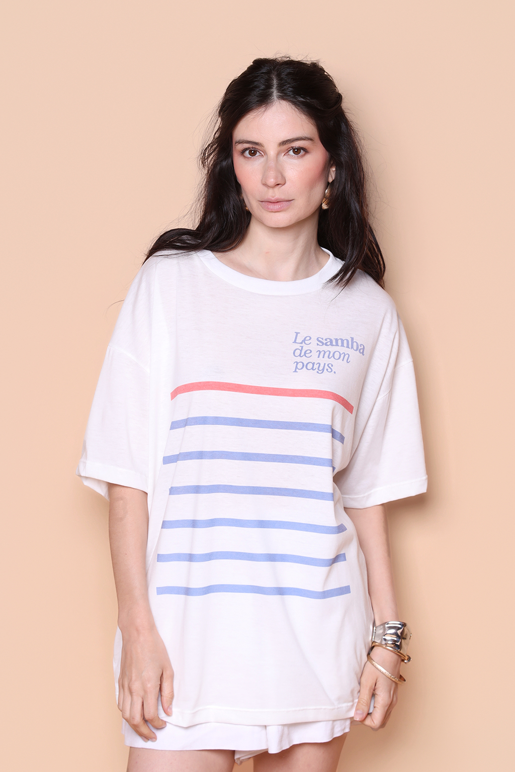 Camiseta oversize estampada Samba da minha terra