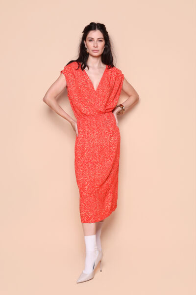 Vestido transpassado Desfiladeiro Coral