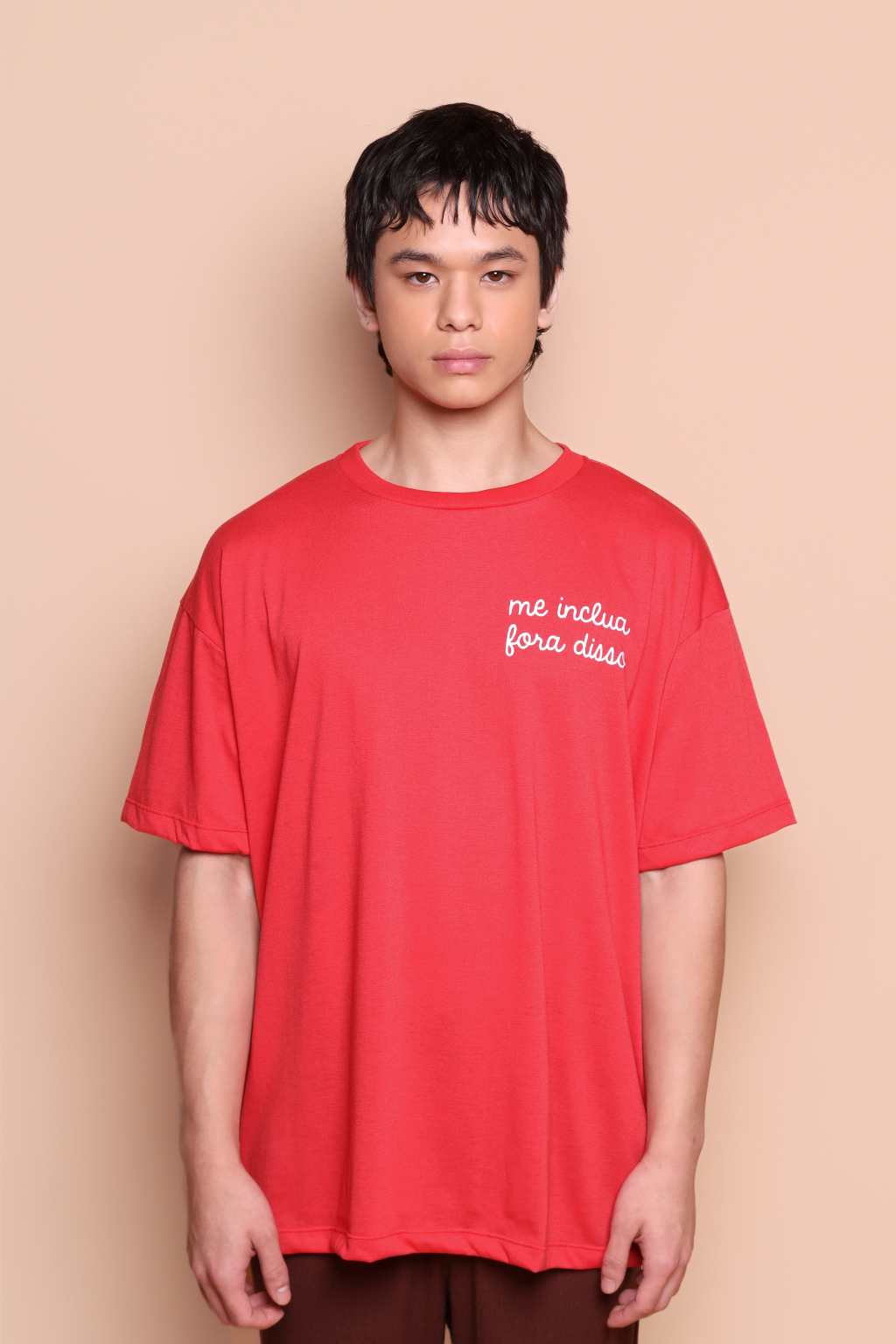 Camiseta oversize vermelha Me inclua fora disso
