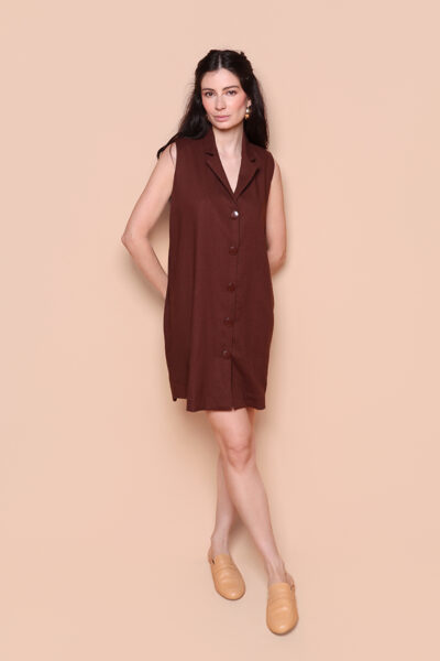 Vestido paletó linho marrom