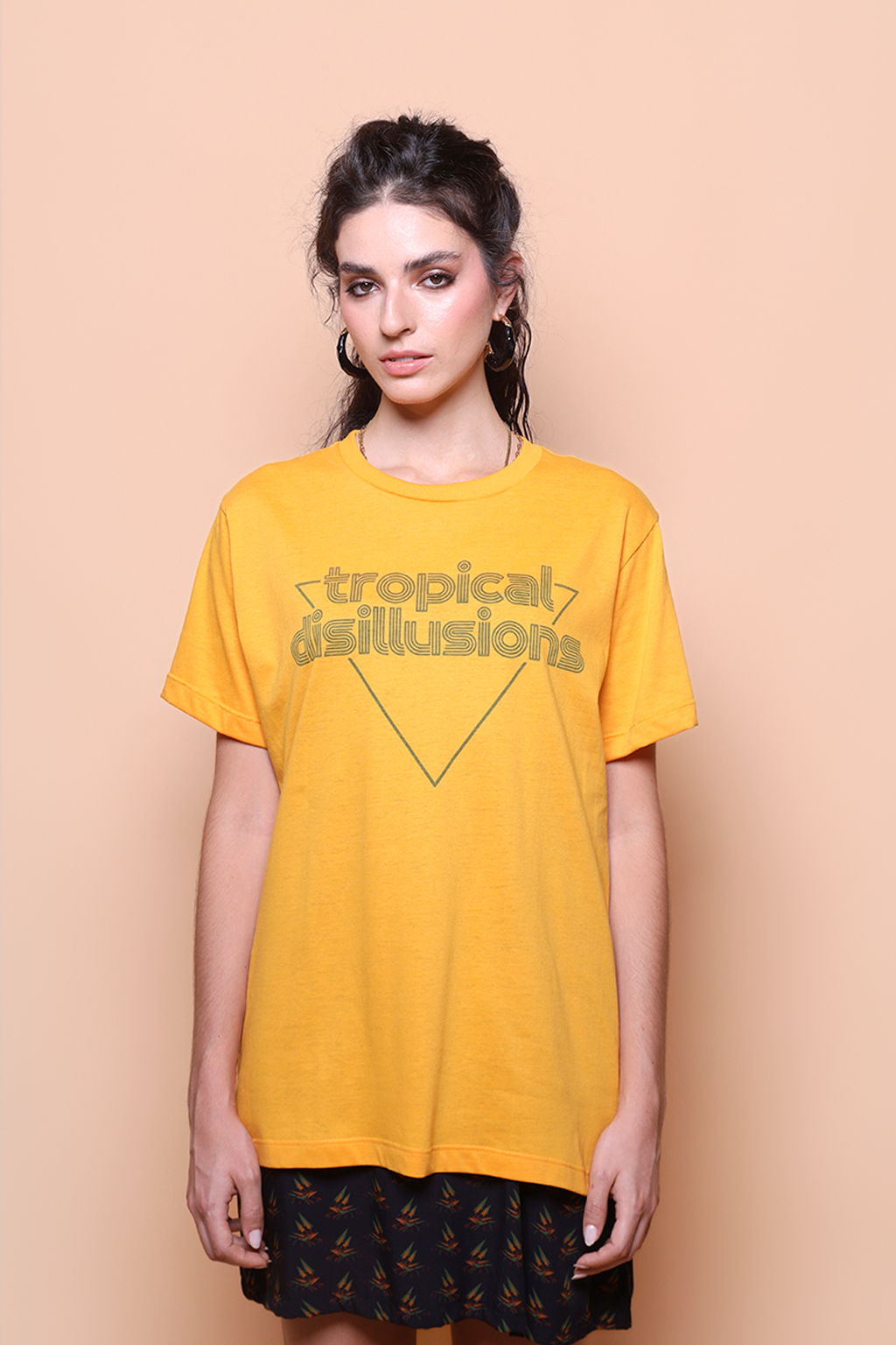 Camiseta amarela estampada Tropical Disillusions