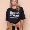 Camiseta oversize preta estampada British Airways