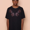 Camiseta oversize preta estampada Flores DTF