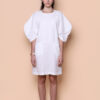 Vestido manga quadrada linho off-white