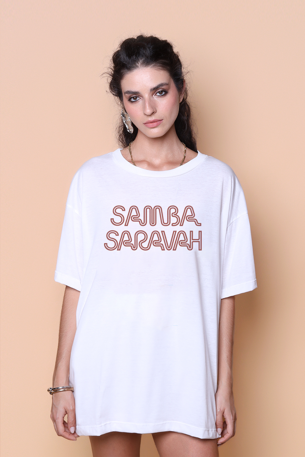 Camiseta oversize estampada Samba Saravah