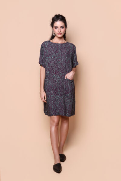 Vestido dois bolsos estampado Desfiladeiro ametista