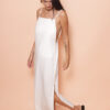 Vestido longo costas abertas linho off-white