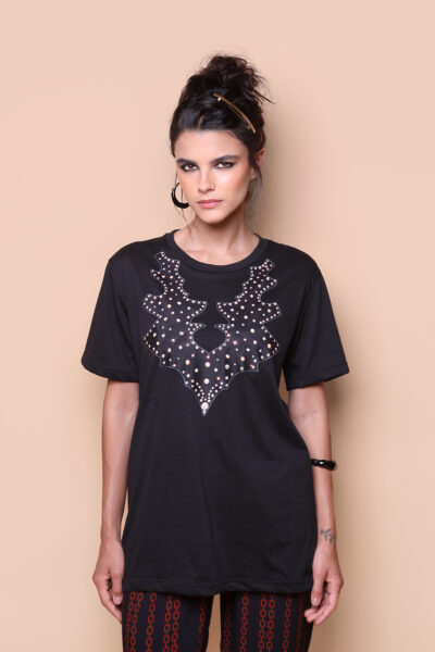 Camiseta preta estampada Tachinhas