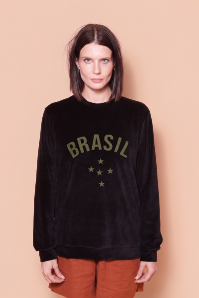 Blusão plush preto Brasil